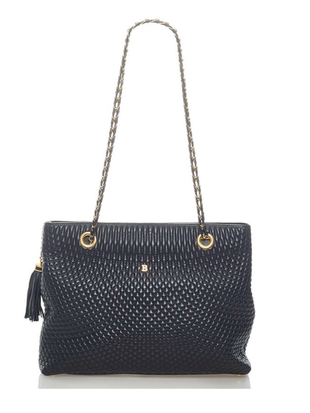 Vintage Bally Diamond chain shoulder bag black leather ladies BALLY